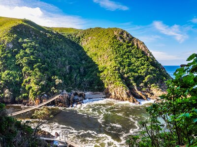 Suspension footbridge at Storms River in the Tsitsikamma National Park, South Africa